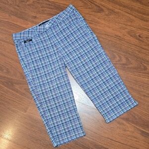 l.e.i. Blue Plaid Cropped Pants